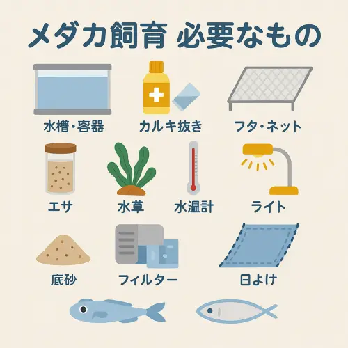 メダカの飼育に必要なもの一覧|初めての人が必ず揃えたいアイテム